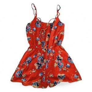 NWT - Tropical Red/Blue Floral Mini Romper